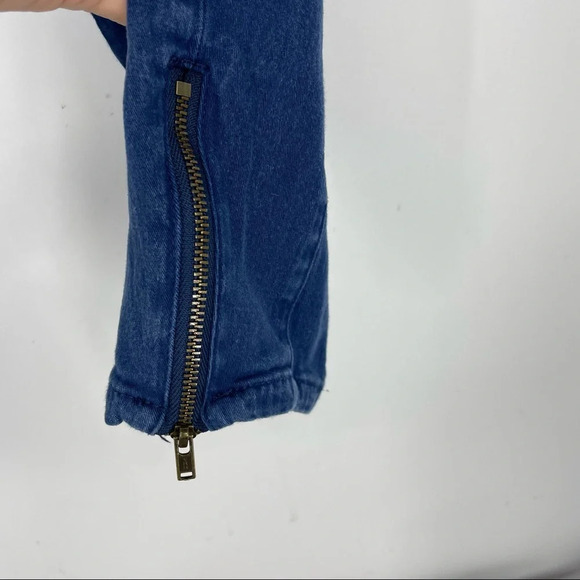 ModCloth denim joggers cropped ankle pants  6 medium zipper on ankles - Picture 2 of 6